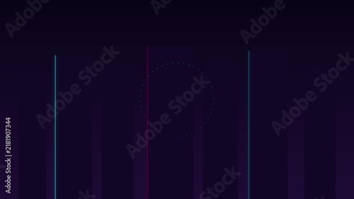 Abstract digital animation 4k background, with neon vertical, lines and pulsing, circles for modern, tech presentations and motion
