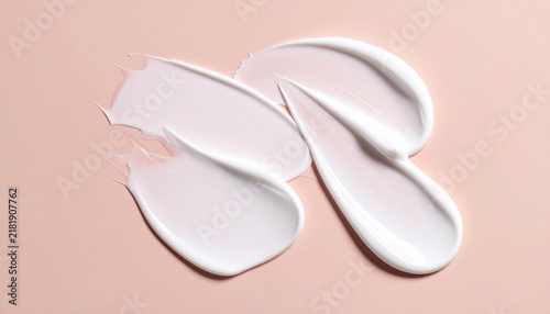 Cosmetic cream strokes on pastel background, skincare product mockup concept