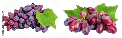 Red grape berry bunch isolated on white background