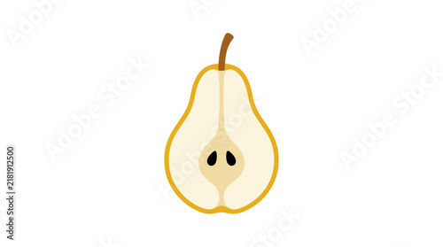 Halved Pear Flat Vector Illustration