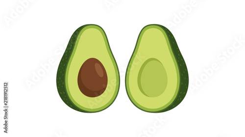 Halved Avocado Vector Illustration