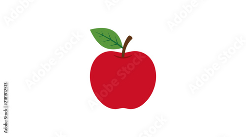 Red Apple Flat Vector Illustration