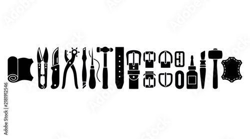 Leather Crafting Tool Icon Set