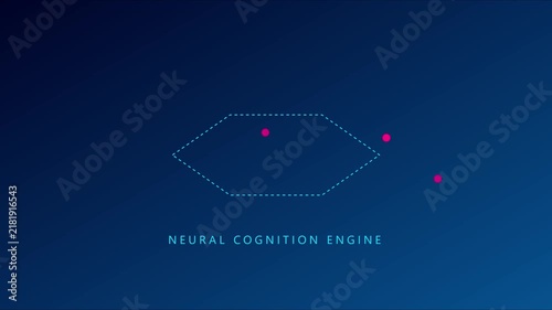 Neural cognition engine abstract technology animation 4k background, with animated data, nodes and geometric lines