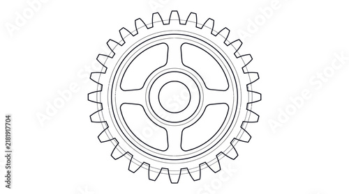 Mechanical Gear Outline Vector Illustration
