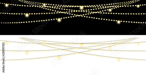String lights glowing on black