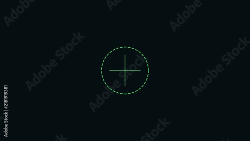 Digital green target reticle hud overlay for gaming and sci-fi interface animation 4k