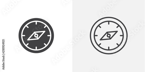 Fotografie Compass icon flat outline in black