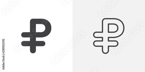 Naklejka Ruble icon flat outline in black