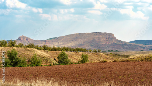 Cuadro en lienzo Carretera de la rioja a calatauyd, vistas de montañas rojizas