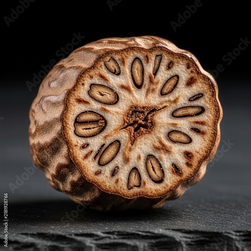 Intricate Cross-Section of a Nutmeg Seed Reveals Natural Geometry And Texture