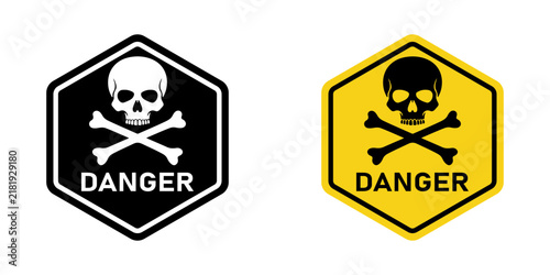 Foto Danger sign flat outline in black