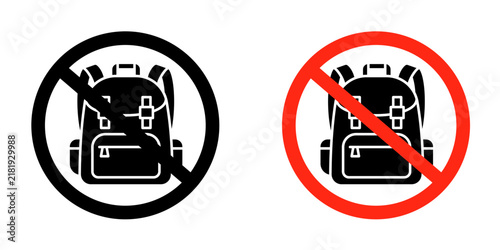 Принти на полотні No backpacks allowed sign flat outline in black