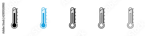 Temperature icon flat outline in black