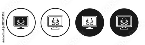 Canvastavla Hacker icon flat outline in black
