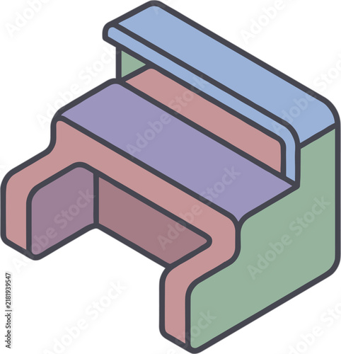 Isometric illustration of a simplified abstract geometric shape in
