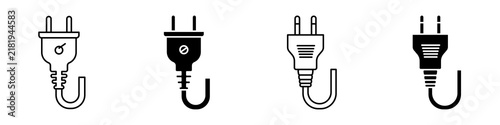 Bild auf Leinwand Plug icon flat outline in black