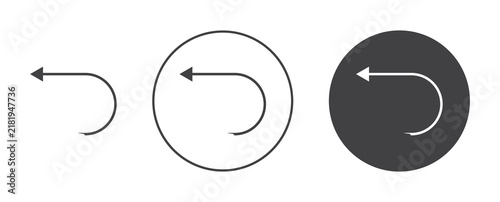 Foto Undo icon flat outline in black