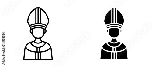 Canvas Print Pope icon flat outline in black