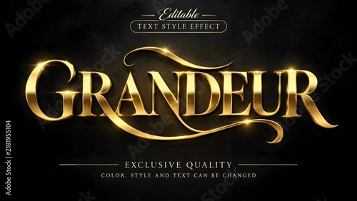 Grandeur Gold Text Effect and Editable 3D Luxury Metallic Font Style on Dark Background