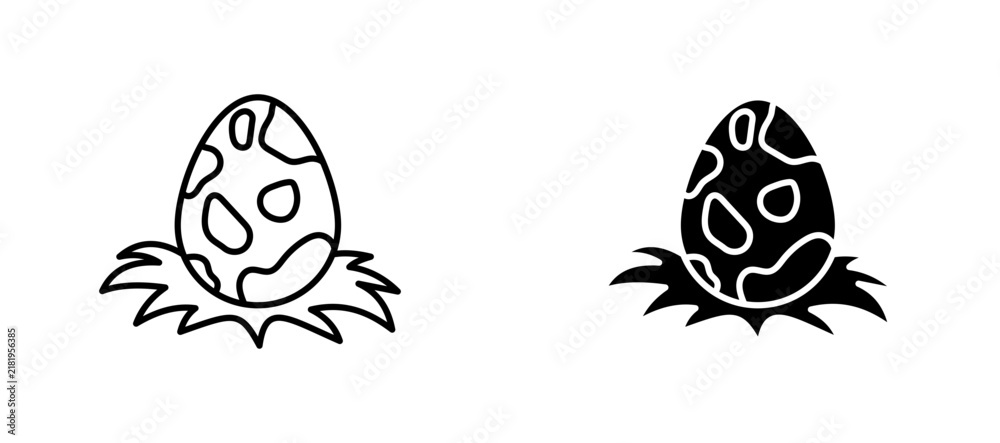 Fototapeta premium Dinosaur egg icon flat outline in black