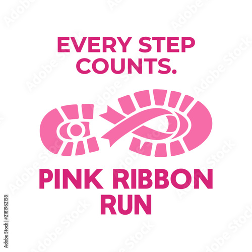 Every Step Counts Pink Ribbon Run Awareness Event Symbol