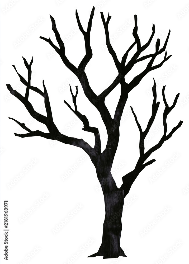 Fototapeta premium Bare black tree silhouette isolated on white background
