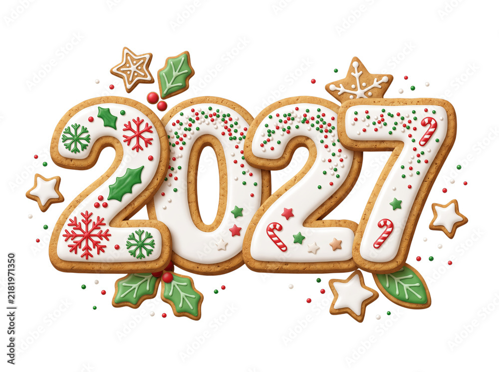Fototapeta premium Christmas Cookie 2027 Transparent Background PNG