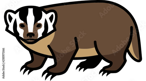 American badger flat vector icon