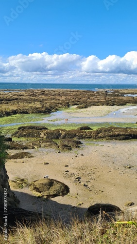 L'une des belles plages de Piriac-sur-Mer à marée basse, près de la Pointe du Castelli (presqu'île de Guérande, Bretagne)