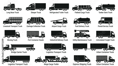 Variety of Large Transport Trucks.