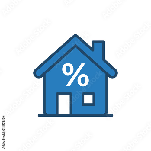House Icon with Percentage Sign for Real Estate and Mortgage Concepts.