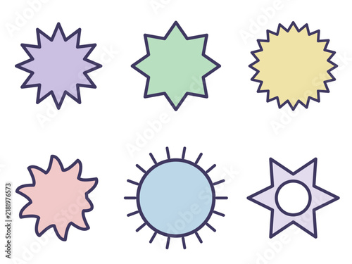 Sale burst and starburst badge shapes set in pastel colors