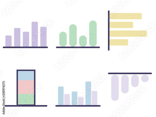 Bar chart and column graph infographic elements set in pastel colors
