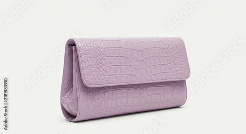 Elegant Lilac Clutch Bag: A sophisticated lilac clutch bag with an embossed crocodile texture, exuding a sense of modern luxury and style.