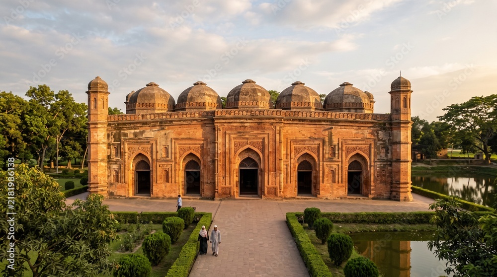 Obraz premium Choto Sona Mosque stands with ornate domes and arched entrances