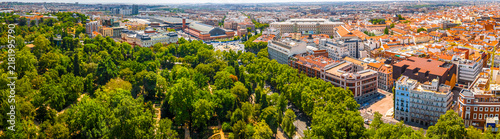 Fotografie Plaza del Emperador Carlos V and Atocha Station Aerial View in Madrid