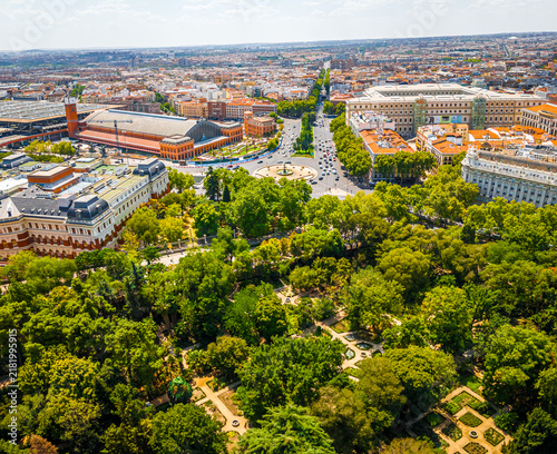 Fotografía Plaza del Emperador Carlos V and Atocha Station Aerial View in Madrid