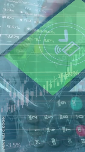 Animation of financial data processing over smartphone and payment terminal