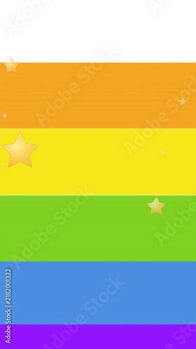 Animation of stars floating and rainbow background