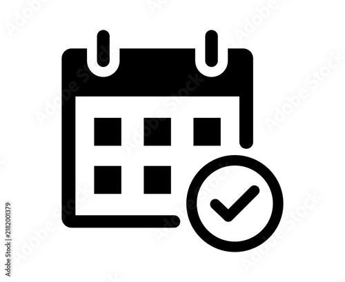 Minimalist calendar icon with check mark symbol