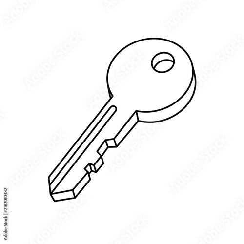 Minimalist House Key Isolated on White Background.eps