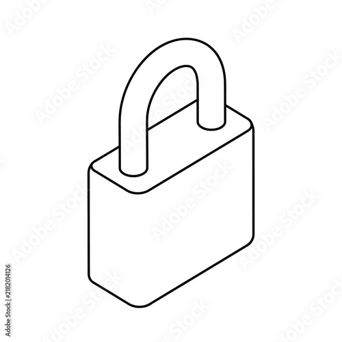 Minimalist Padlock Icon Isolated on White Background.eps