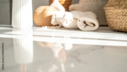 Cozy Home Decor with Woven Basket and Soft Textiles.