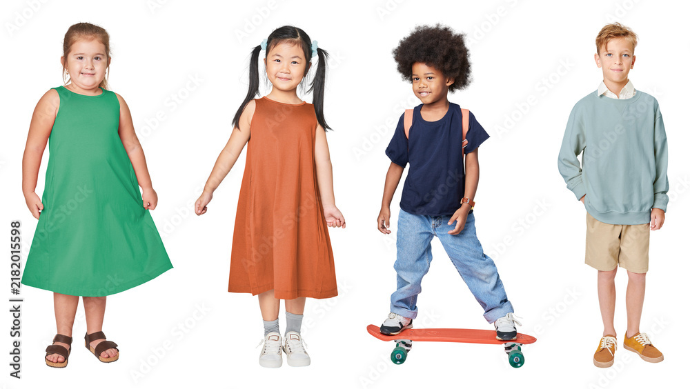 Obraz premium PNG Diverse children fashion styles on transparent background