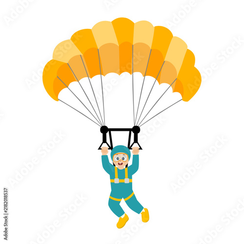 sky diving illustration with little kid skydiver use parachute and sky jump for outdoor