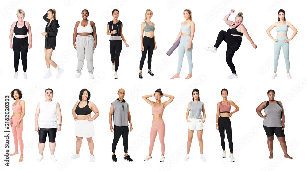 Obraz premium PNG Diverse group in activewear on transparent background