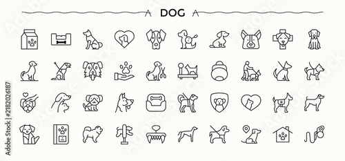 Dog icon. Contains related to pets, animals, animal, puppy, pet and more. Dog icon. Minimal thin line web icons set. Editable vector art.