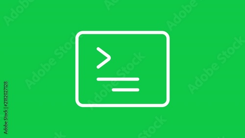 Animated Terminal Screen Command Line Coding Prompt Icon on Green Screen