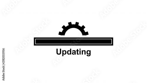 Software System Update Progress Bar With Rotating Gear Icon Motion Graphic On White Background